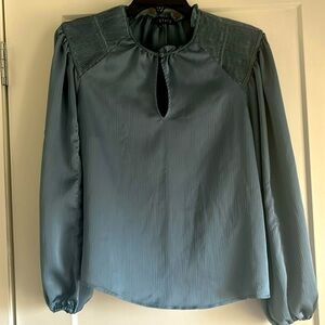Blue Flowy Long Sleeve Top